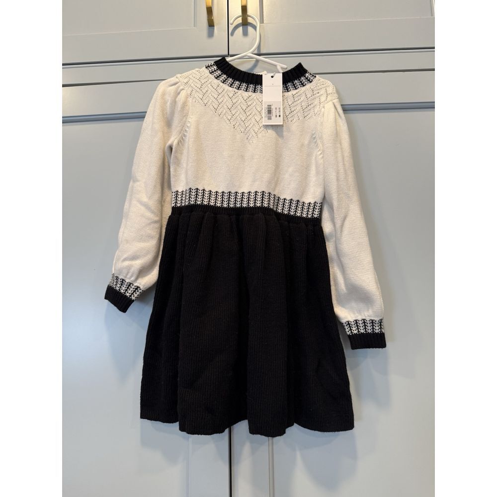 NWT Janie And Jack‎ 3T Black White Sweater Dress Colorblock